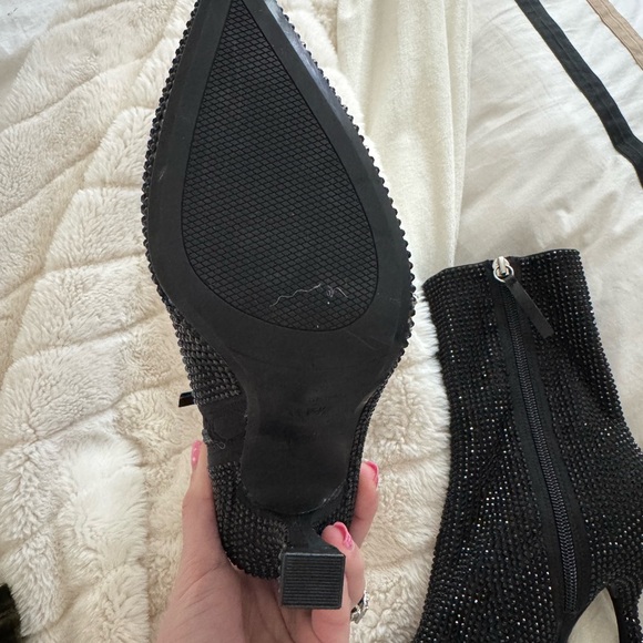 Zara Black Sparkling Heeled Boots - Picture 4 of 9